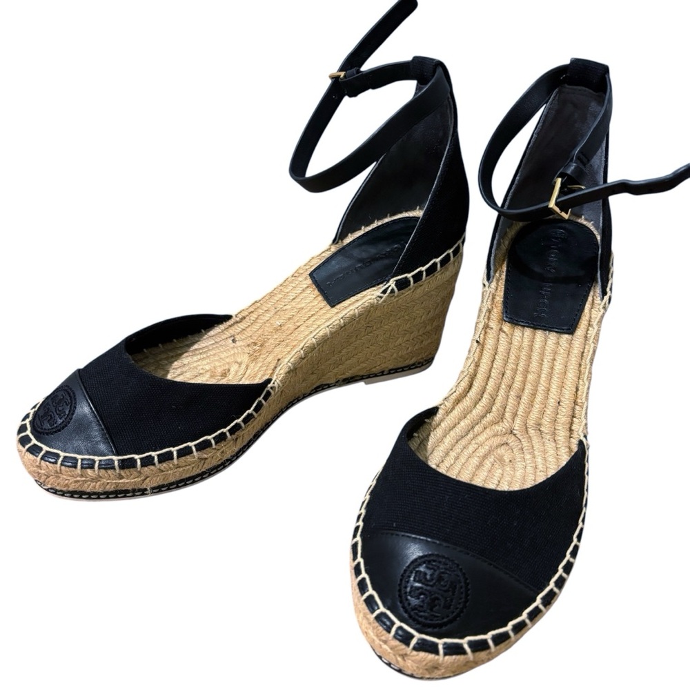 Tory Burch Wedge Espadrille Recycled Canvas/ Nappa Leather Women US 7.5